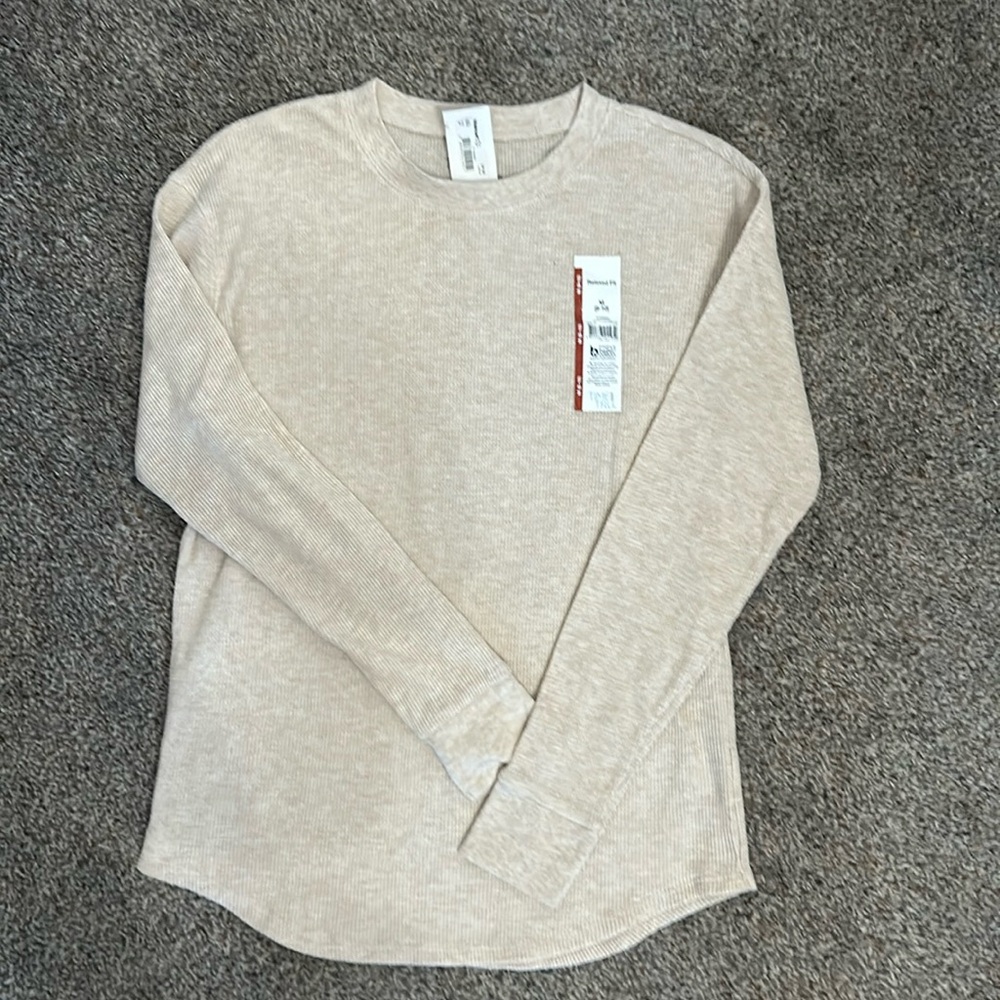 Long sleeve heathered tan/ oatmeal color